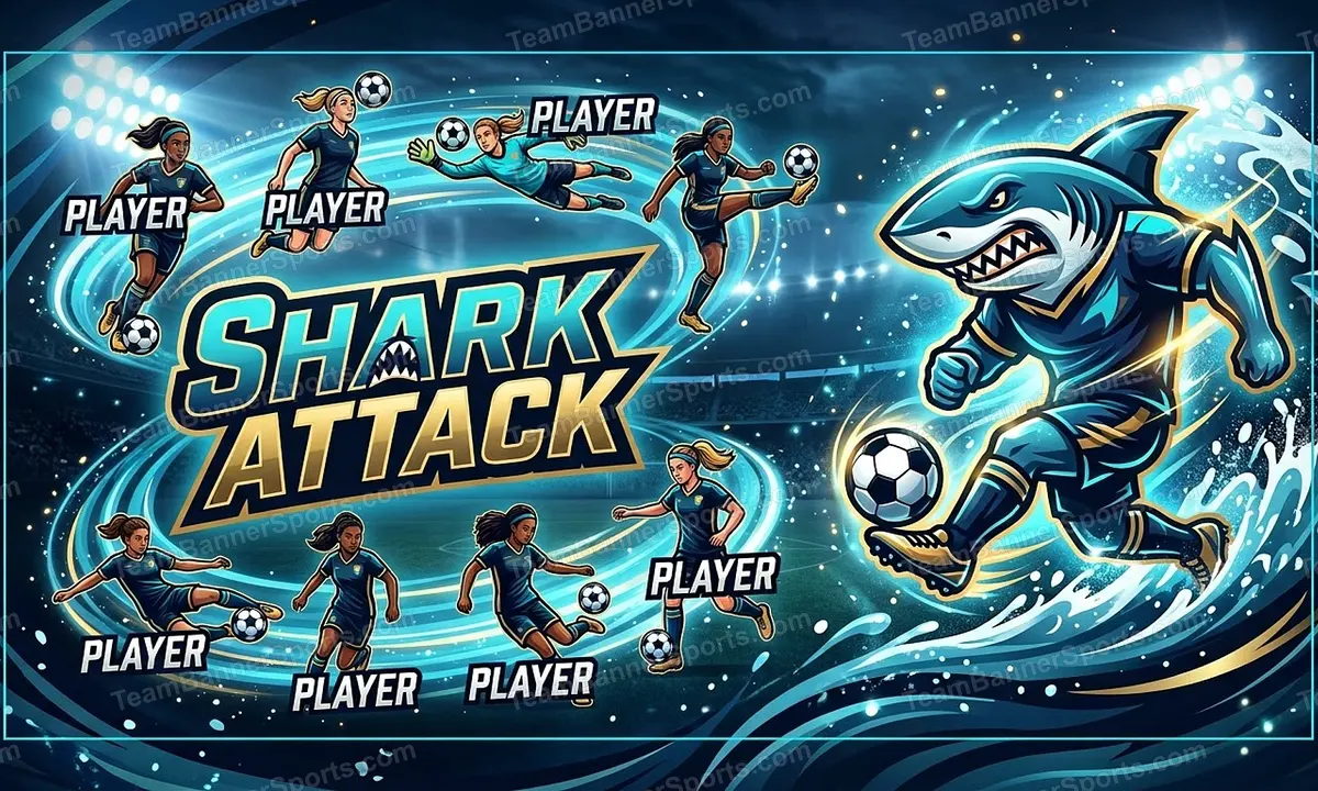 Shark Attack soccer team banner created with AI