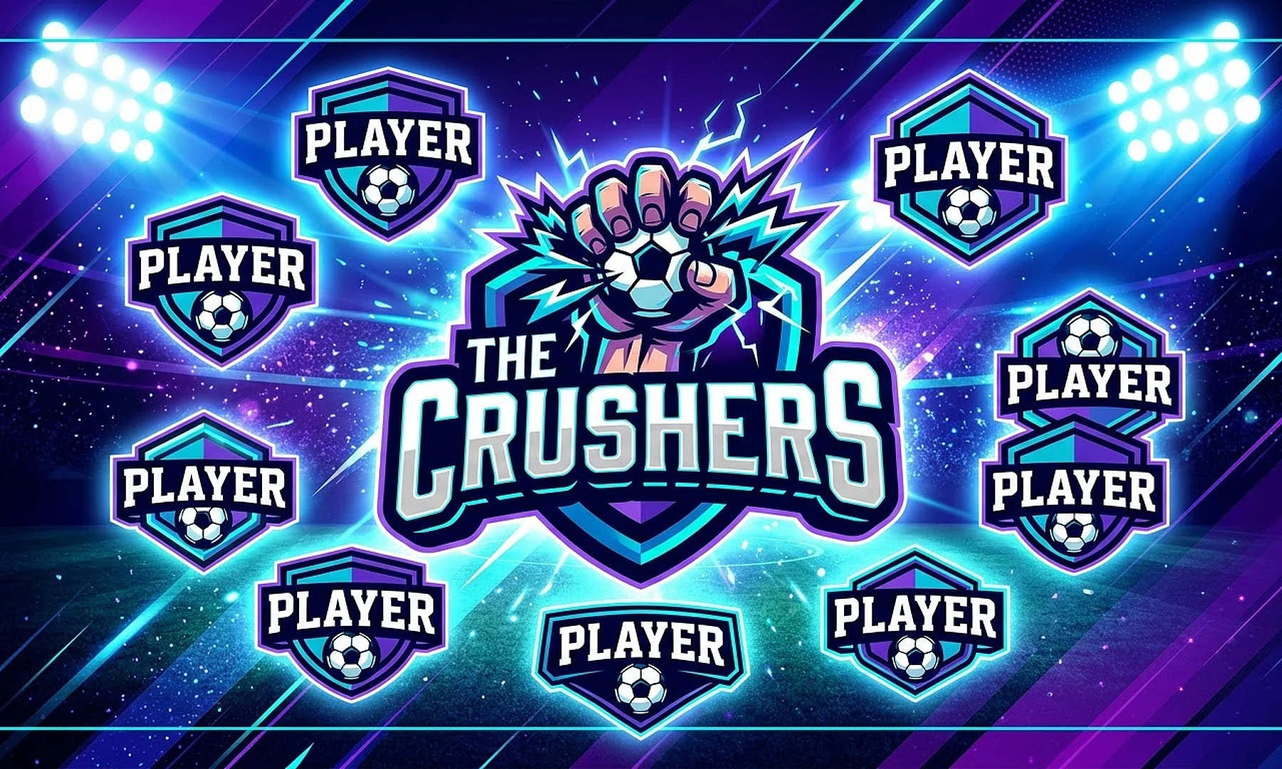 The Crushers soccer team banner created with AI