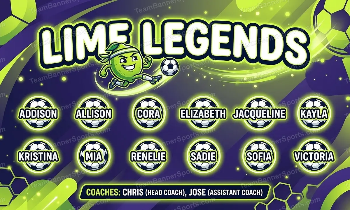 Lime Legends soccer team banner created with AI