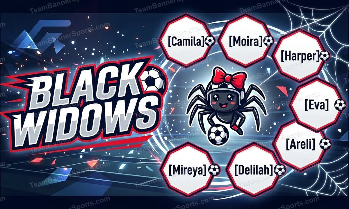 Black Widows soccer team banner created with AI