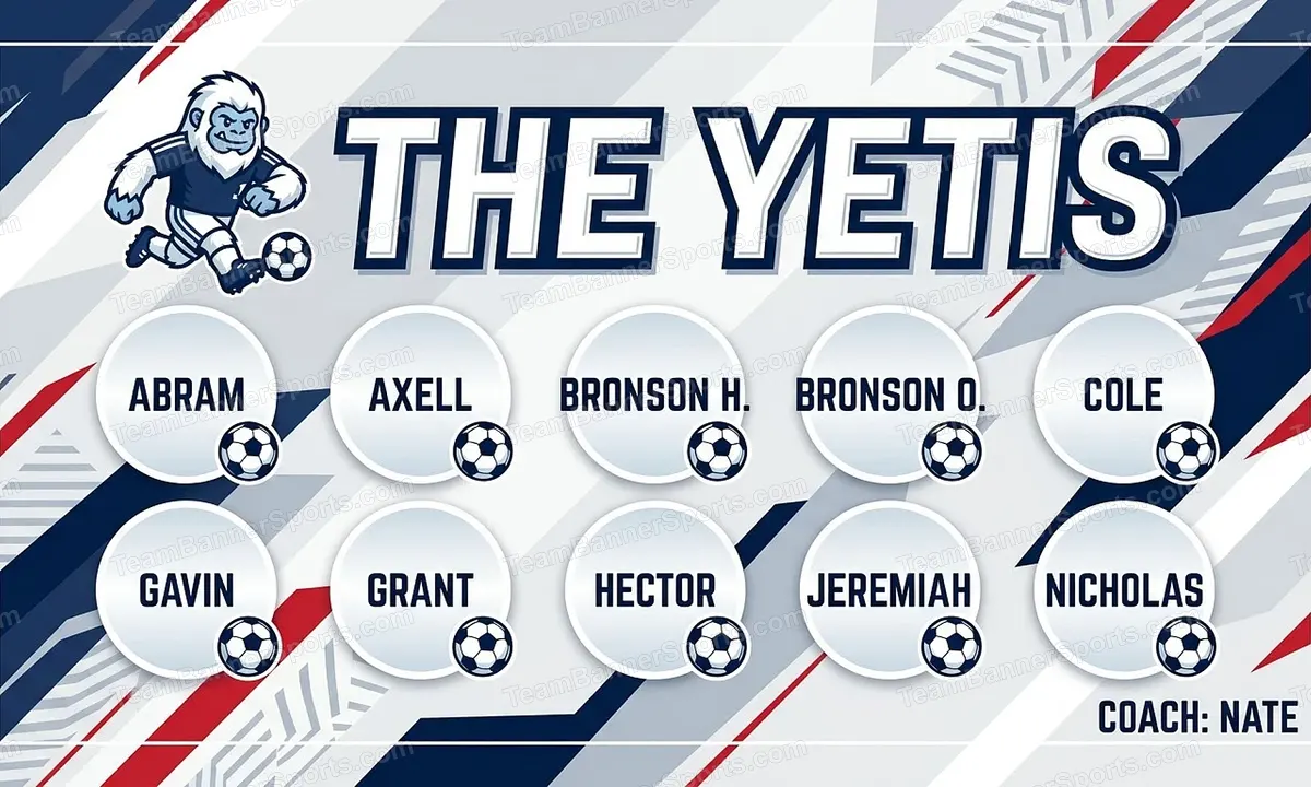 The Yetis soccer team banner created with AI