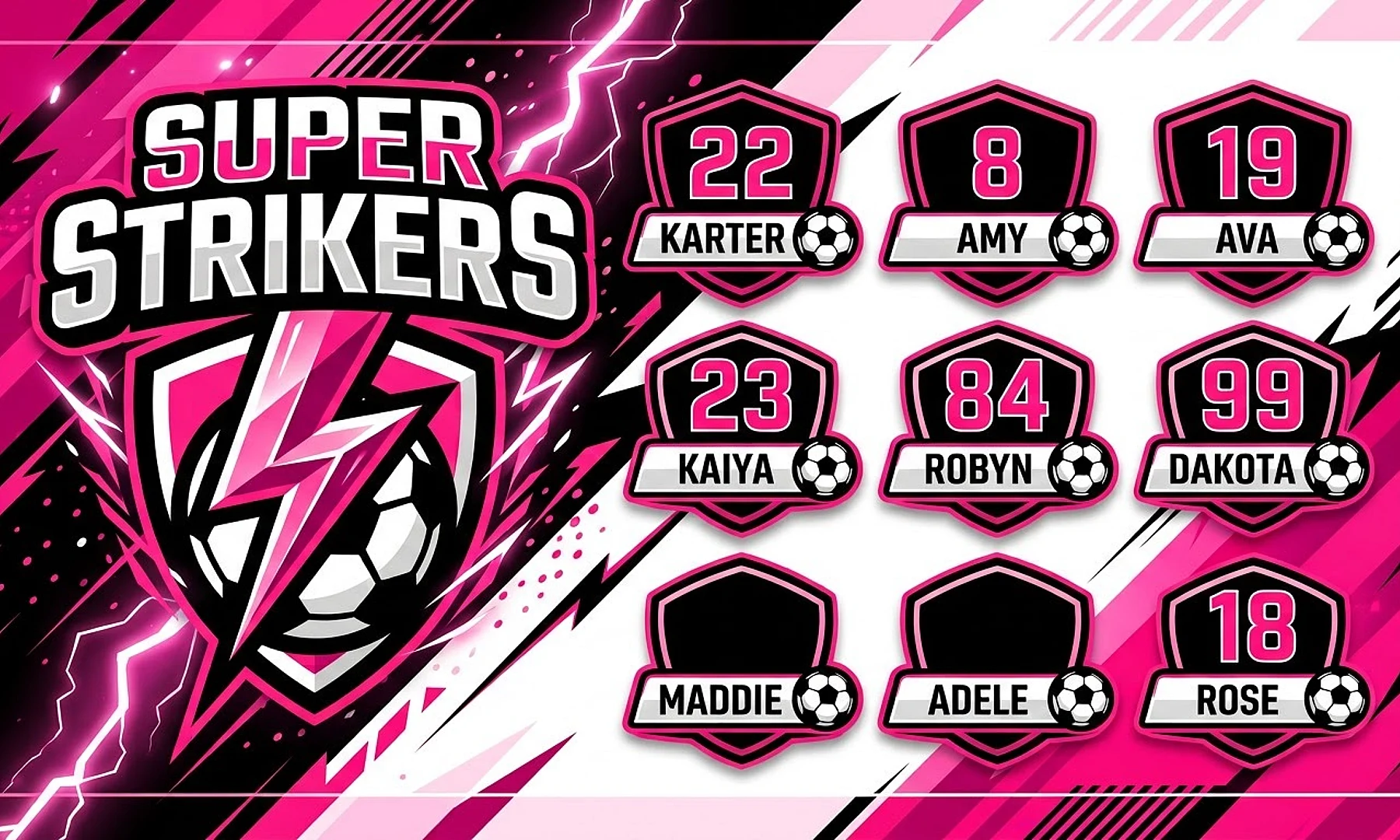 Super Strikers soccer team banner created with AI