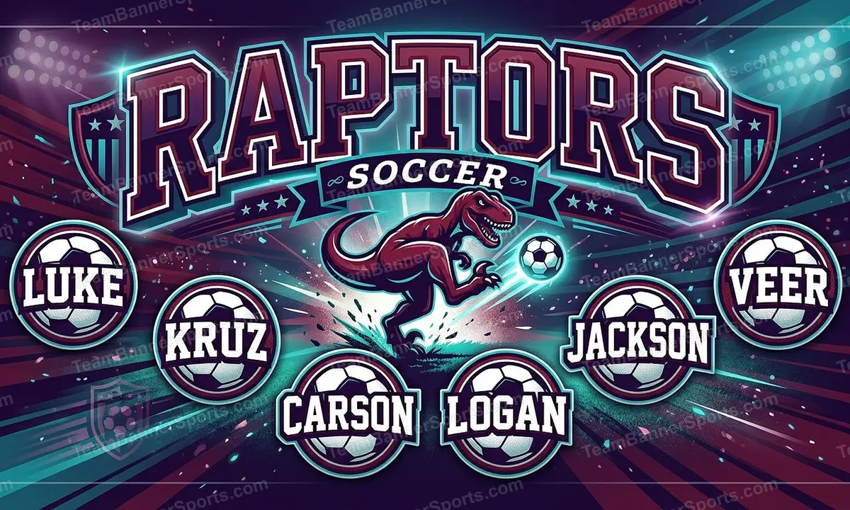 Raptors soccer team banner created with AI