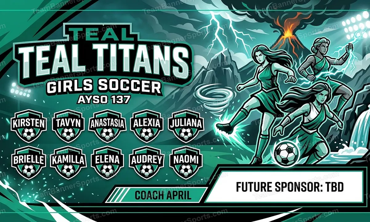 Teal Titans soccer team banner created with AI