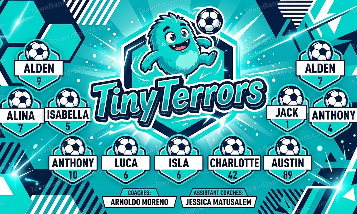 Tiny Terrors soccer team banner created with AI