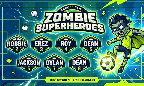 Zombie Superheroes Soccer AI image template