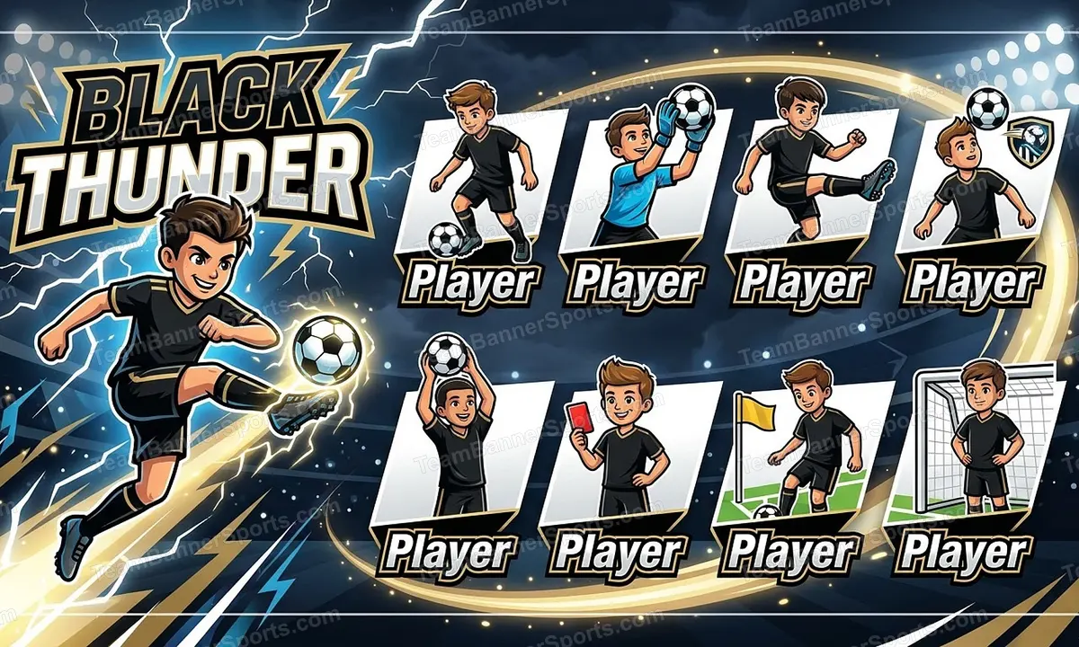 Black Thunder soccer team banner created with AI