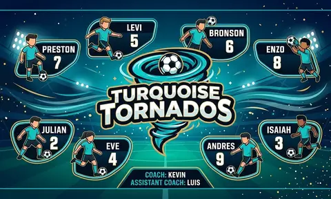 Turquoise Tornados Soccer AI image template