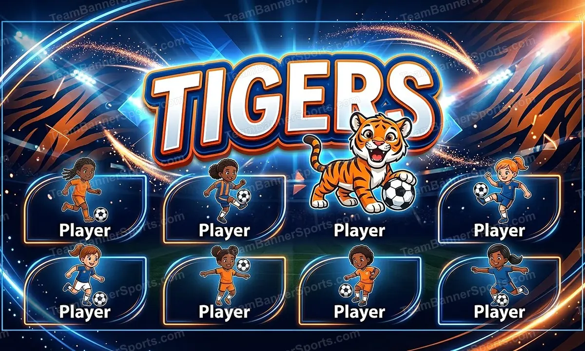 Tigers soccer team banner created with AI