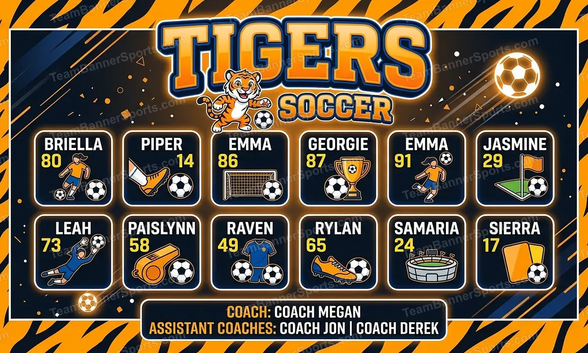 Tigers soccer team banner created with AI
