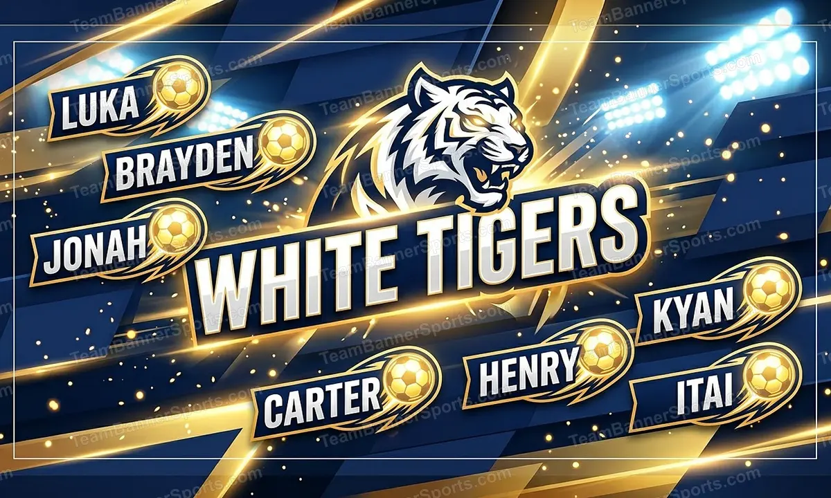 White Tigers soccer team banner created with AI