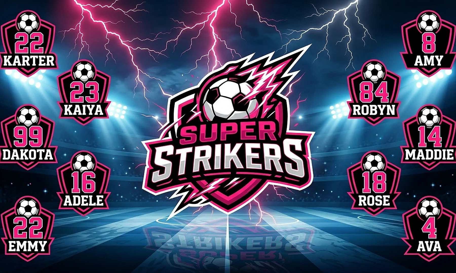 Super Strikers soccer team banner created with AI