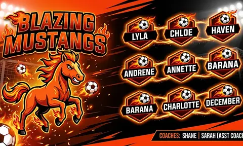 Blazing Mustangs Soccer AI image template