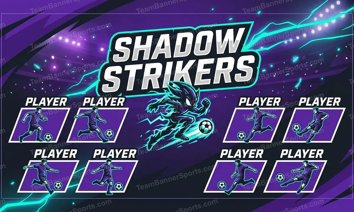 Shadow Strikers soccer team banner created with AI