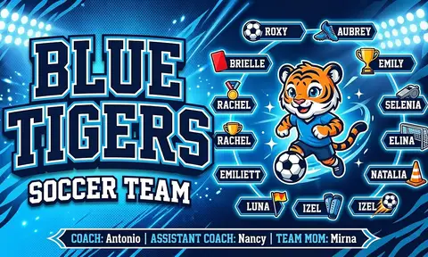 Blue Tigers Soccer AI image template