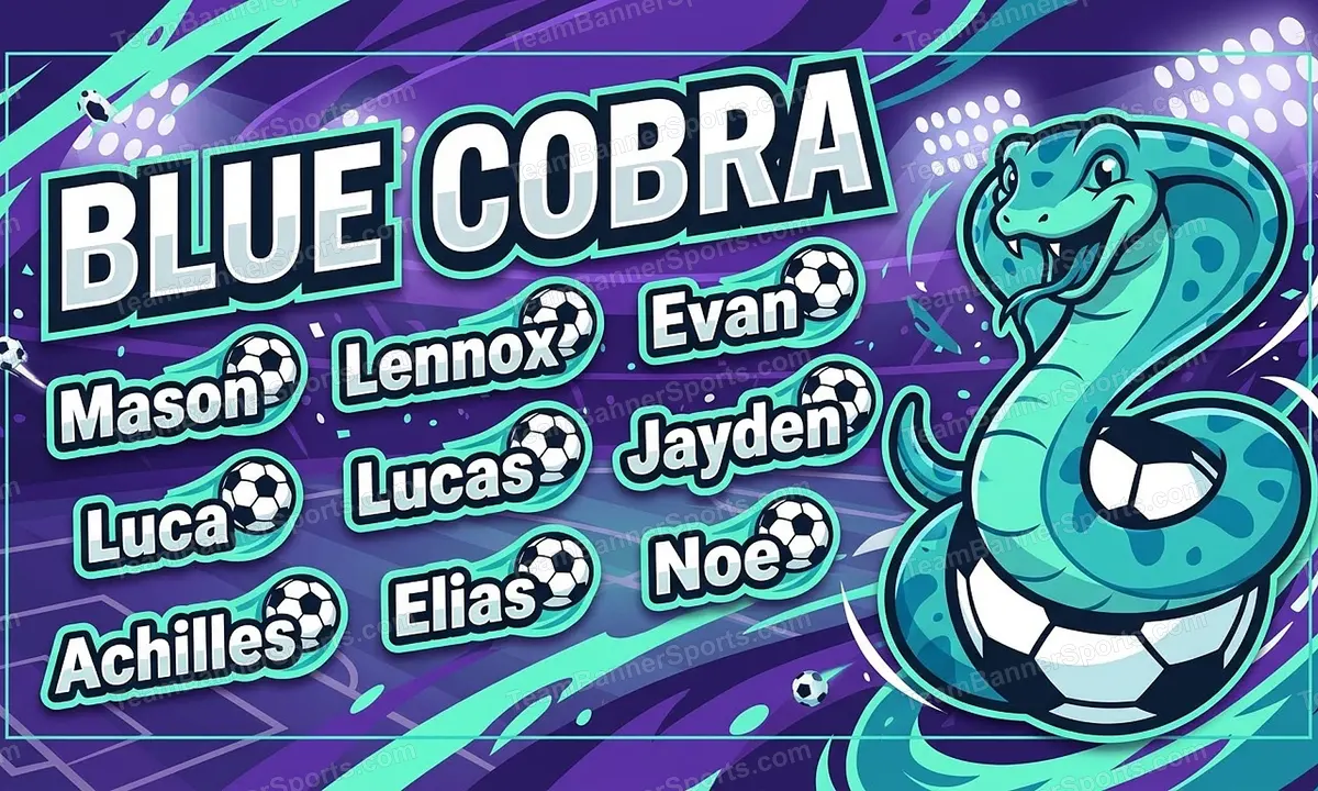 Blue Cobra soccer team banner created with AI