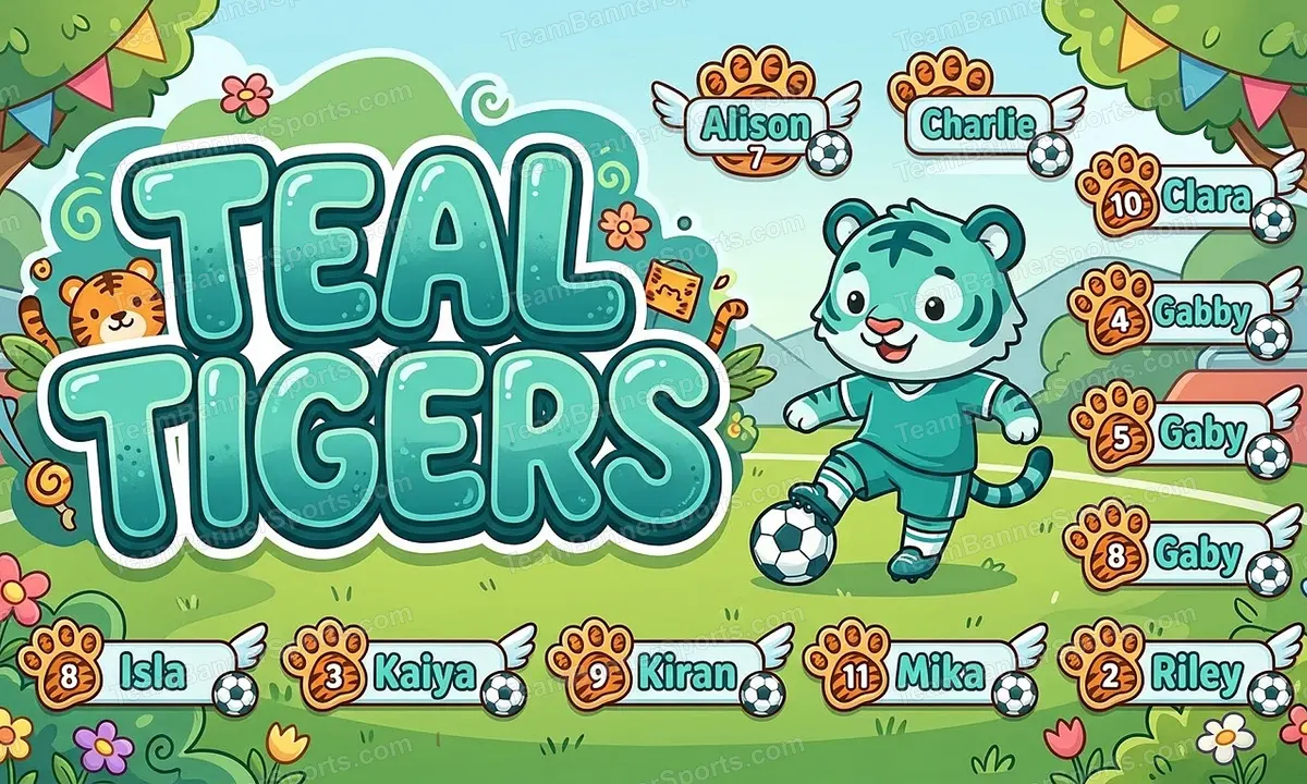 Teal Tigers soccer team banner created with AI
