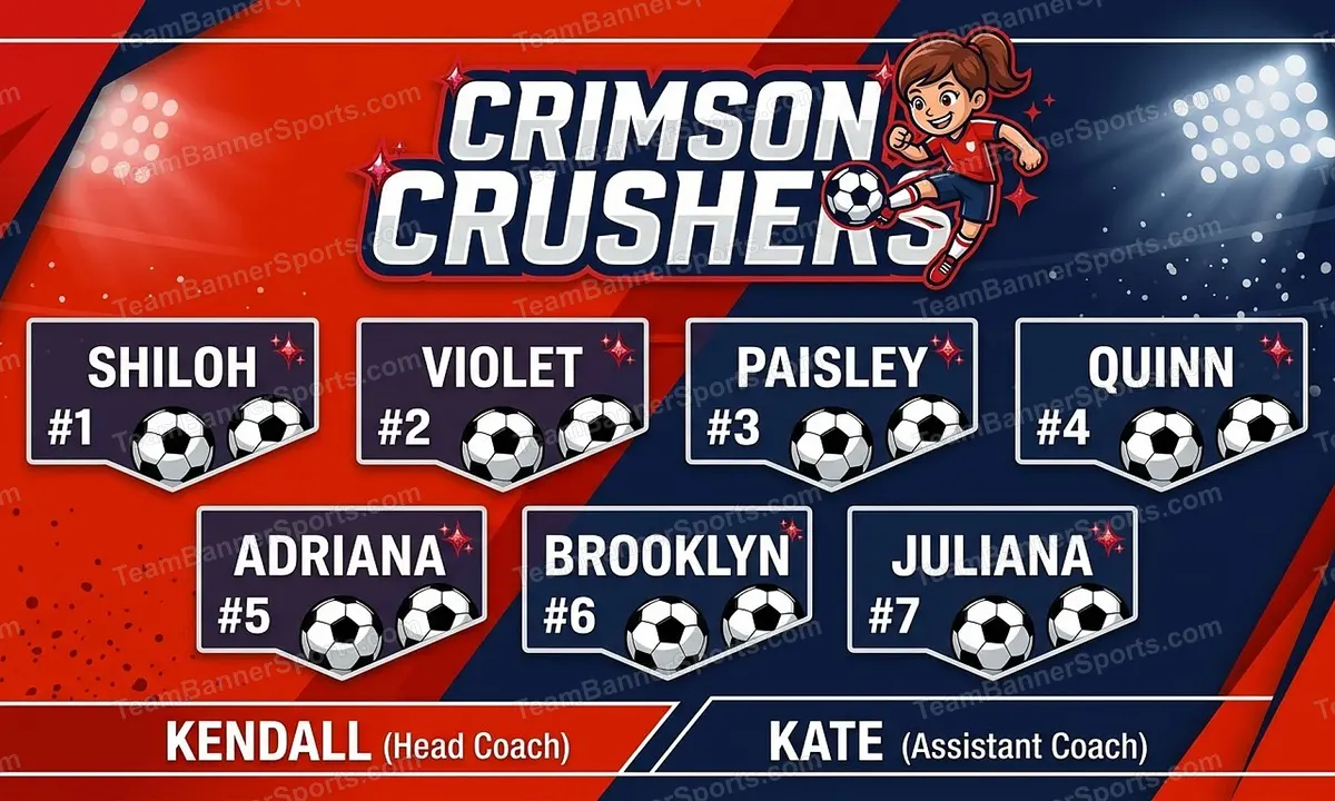Crimson crushers soccer team banner created with AI