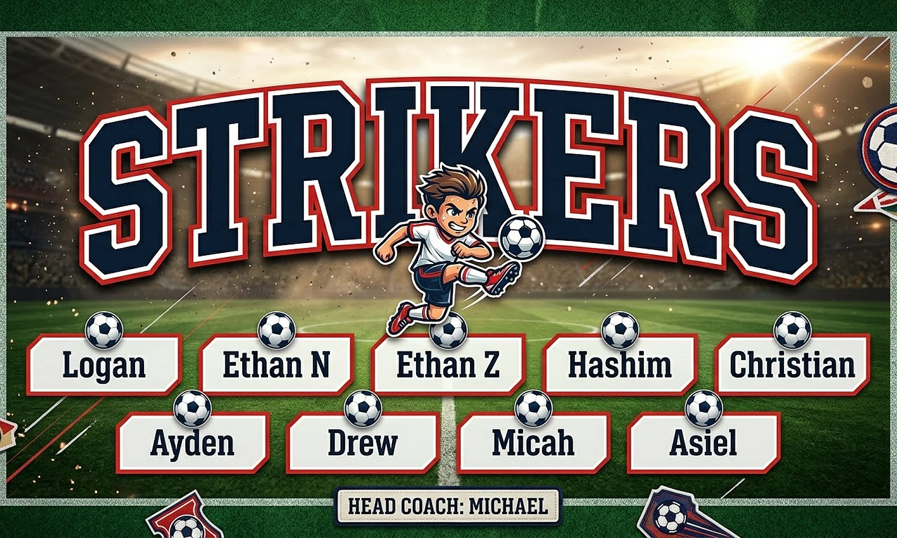 Strikers soccer team banner created with AI