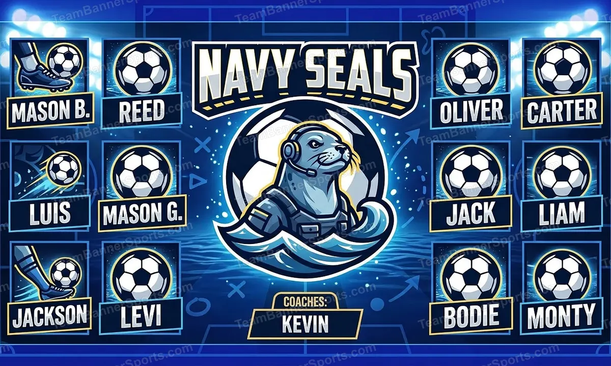 Navy Seals soccer team banner created with AI