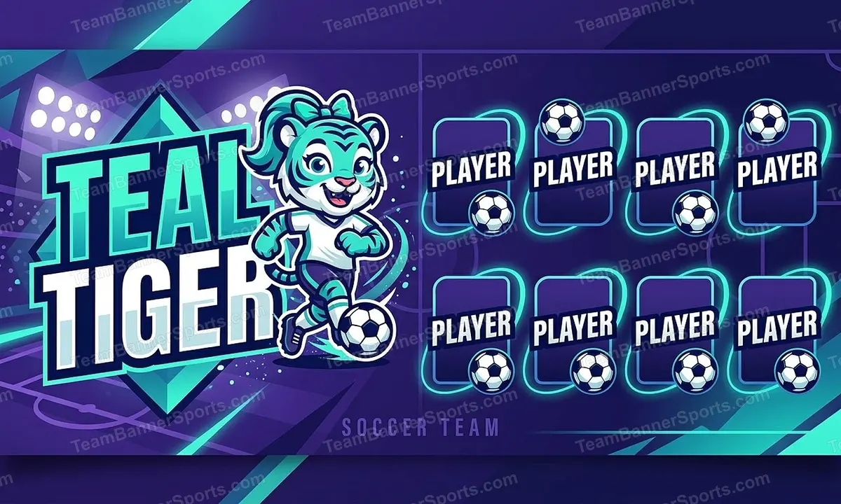 Teal tiger soccer team banner created with AI