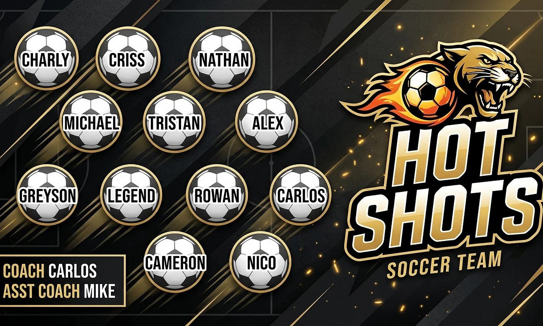 Hot Shots soccer team banner created with AI
