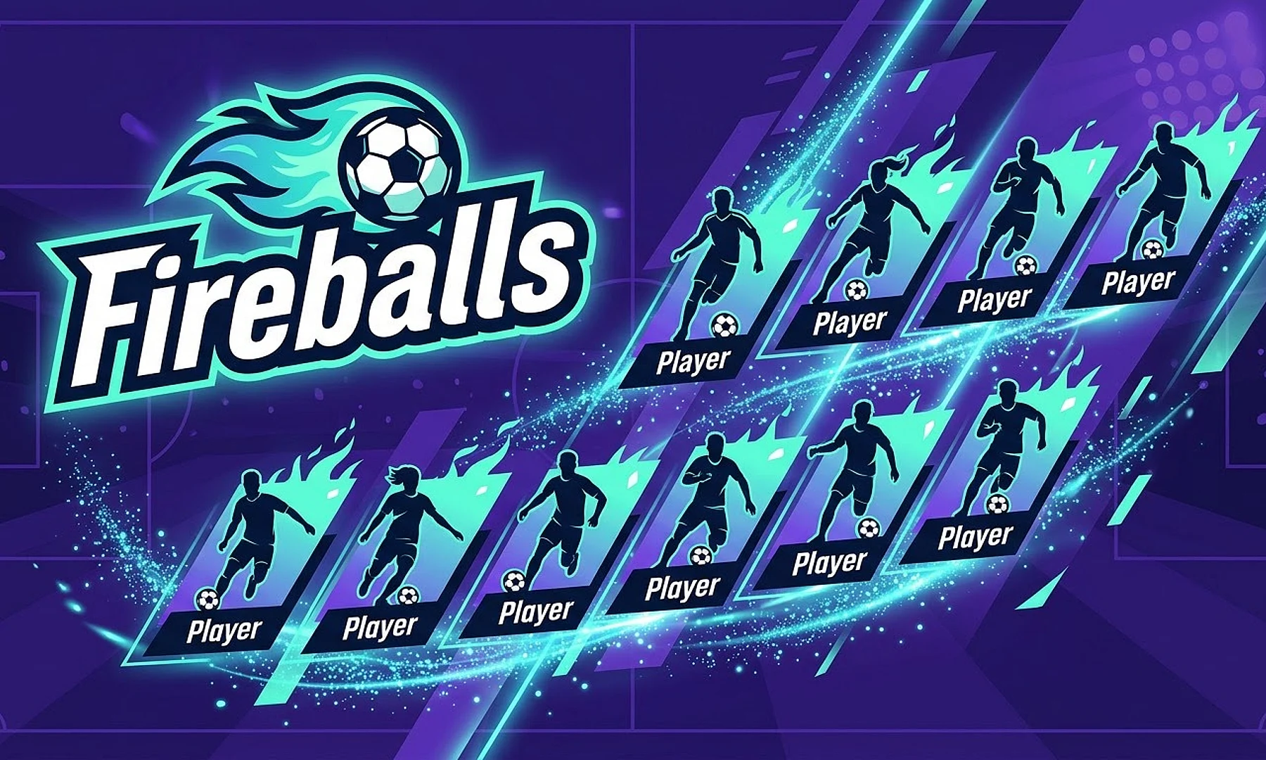 Fireballs soccer team banner created with AI