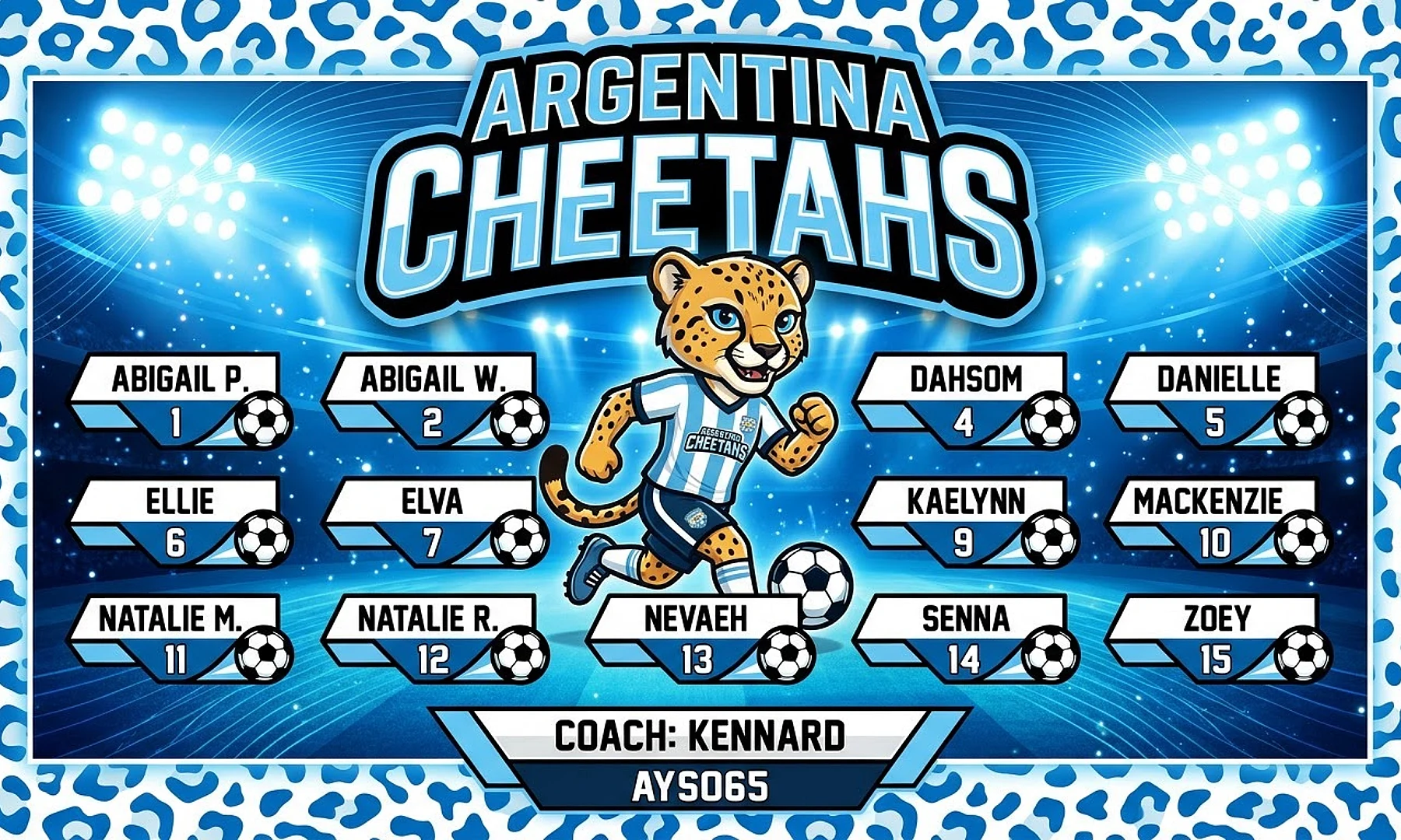 Argentina Cheetahs soccer team banner created with AI
