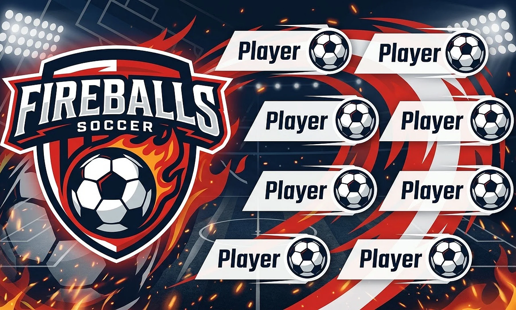 Fireballs soccer team banner created with AI