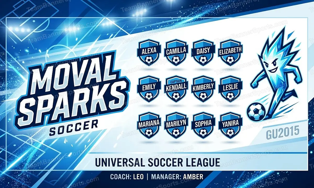 Moval Sparks soccer team banner created with AI