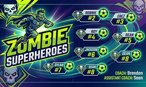 Zombie Superheroes Soccer AI image template