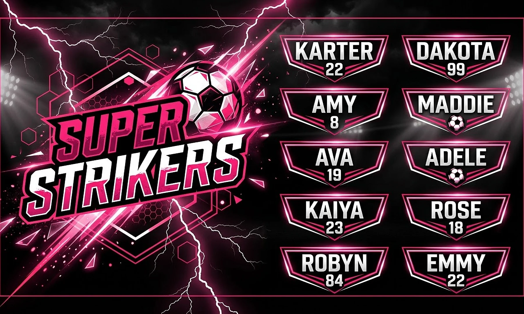 Super Strikers soccer team banner created with AI