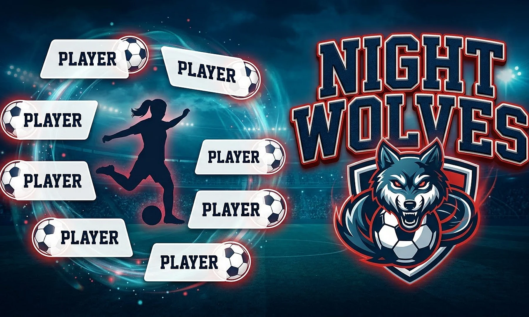 night wolves soccer team banner created with AI