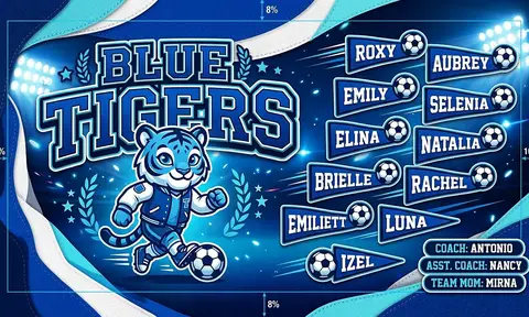 Blue Tigers Soccer AI image template