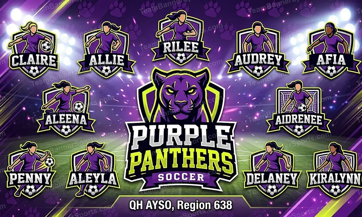 Purple Panthers soccer team banner created with AI