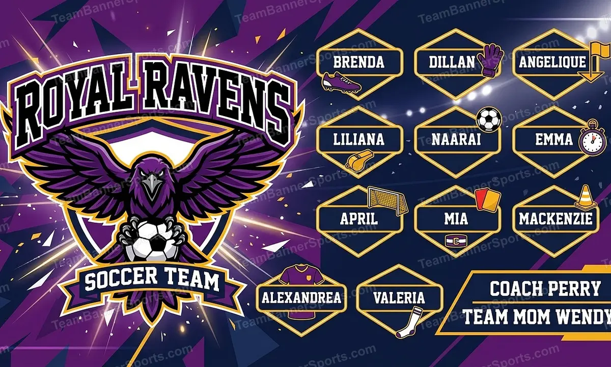 Royal Ravens soccer team banner created with AI
