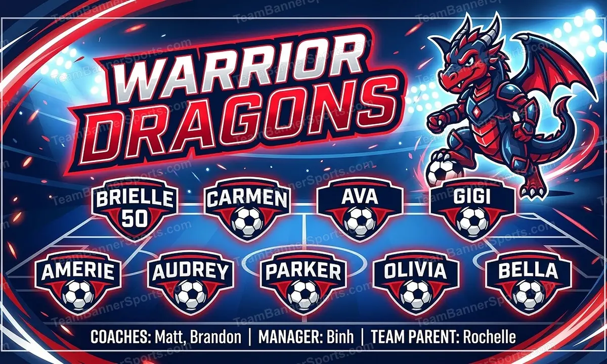 Warrior Dragons soccer team banner created with AI