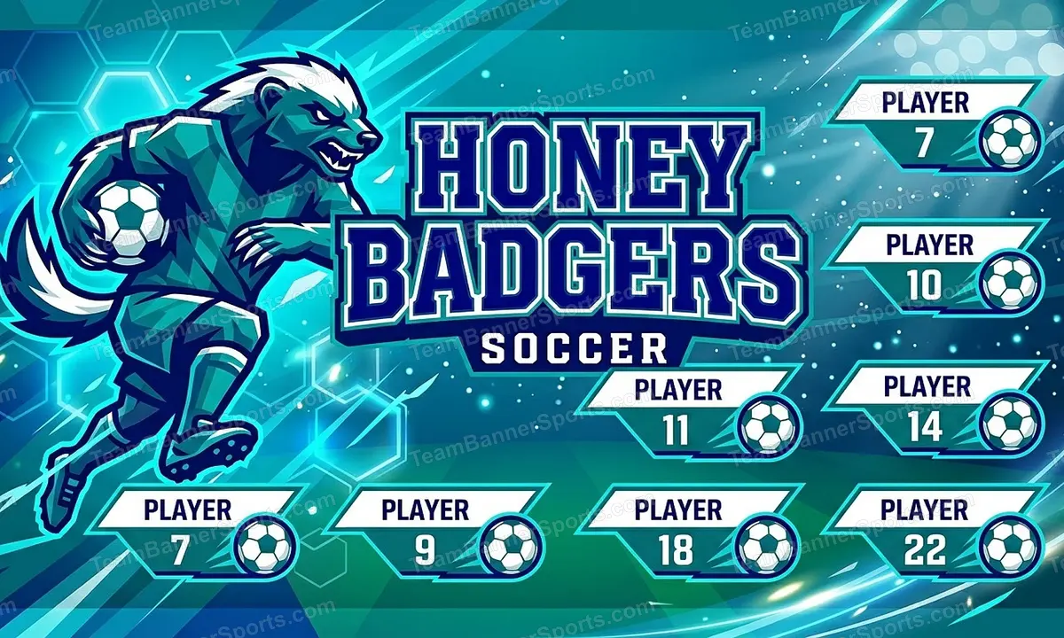 Honey Badgers soccer team banner created with AI