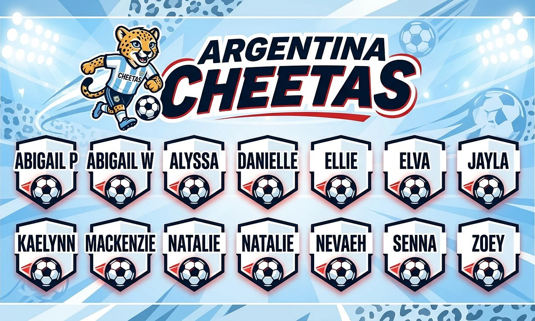 Argentina Cheetas soccer team banner created with AI
