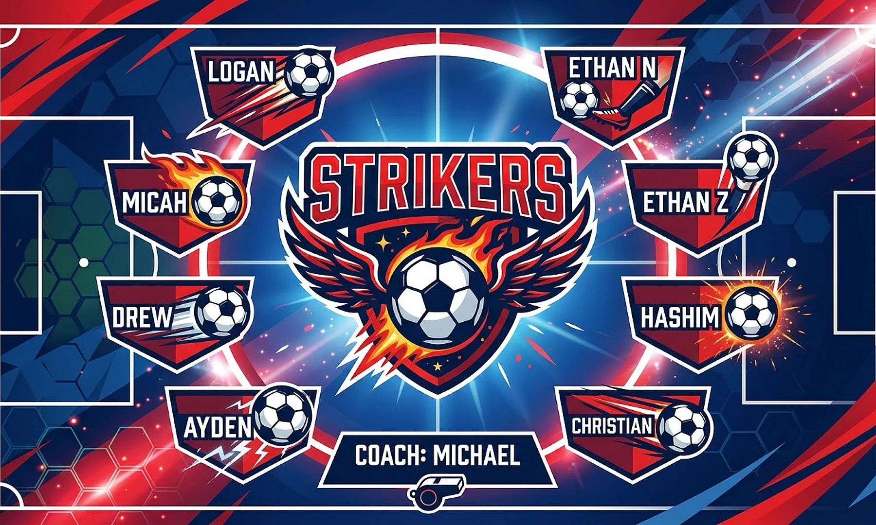 Strikers soccer team banner created with AI