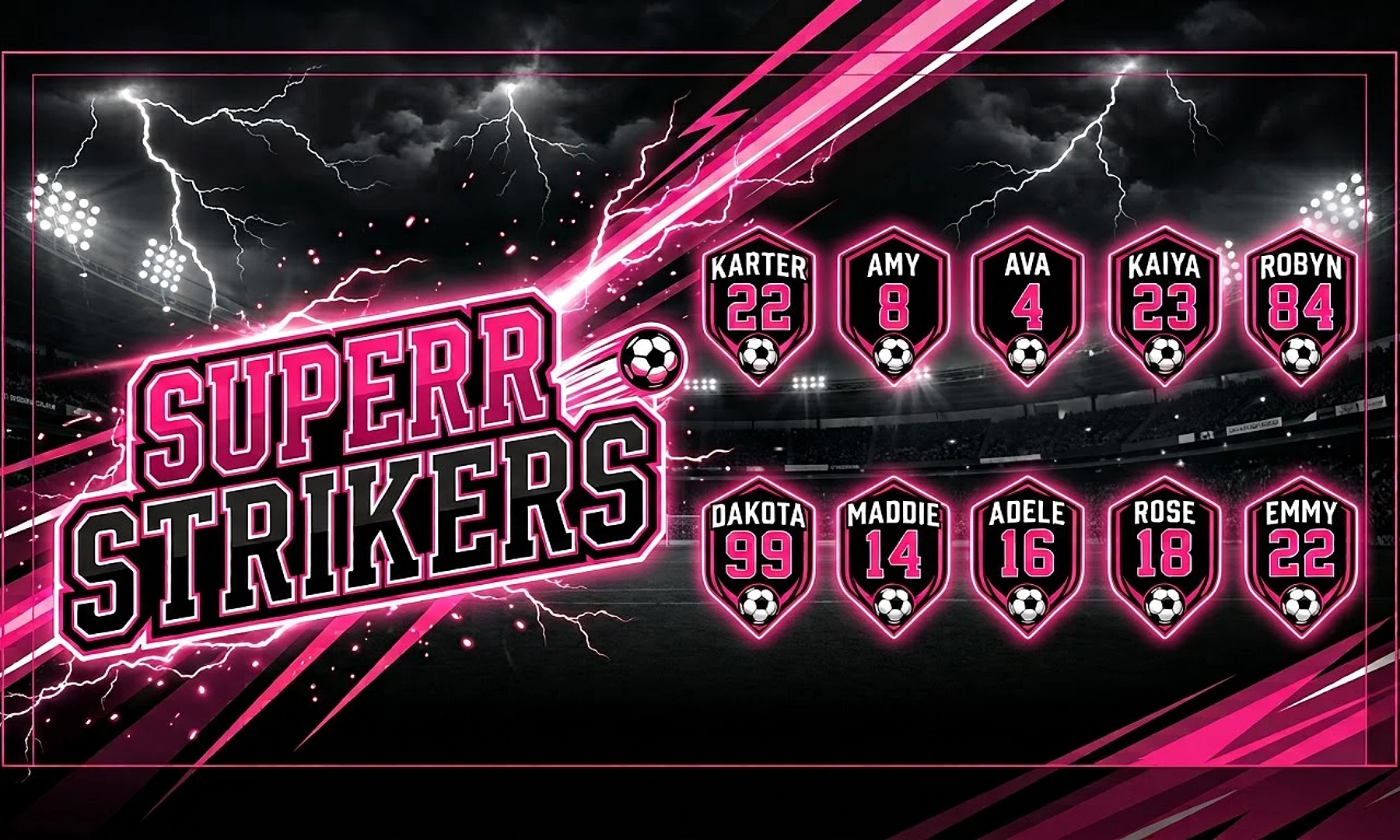Super Strikers soccer team banner created with AI