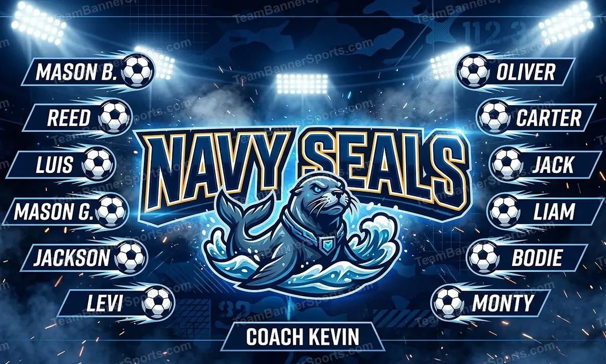 Navy Seals soccer team banner created with AI
