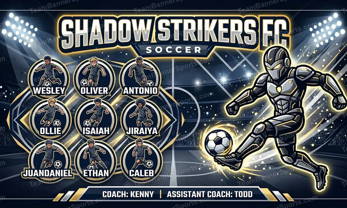 Shadow Strikers FC soccer team banner created with AI