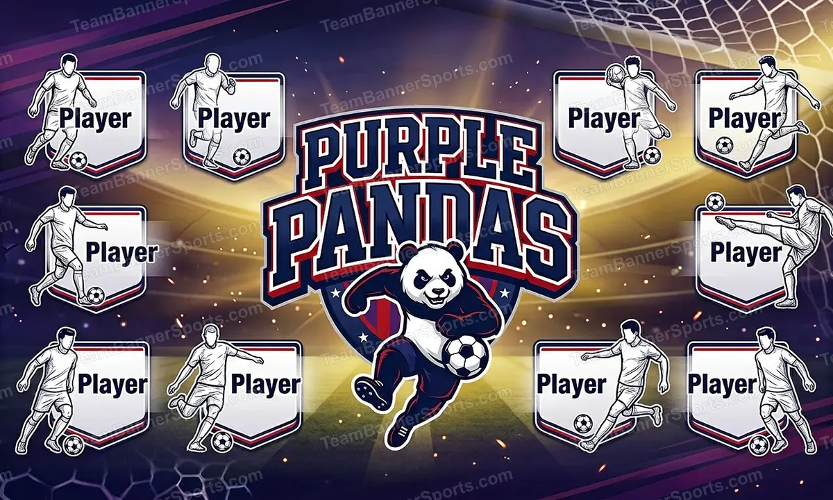 Purple Pandas soccer team banner created with AI