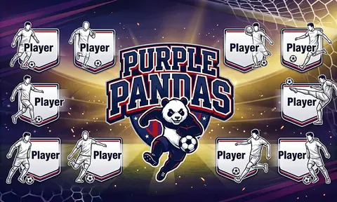 Purple Pandas Soccer AI image template
