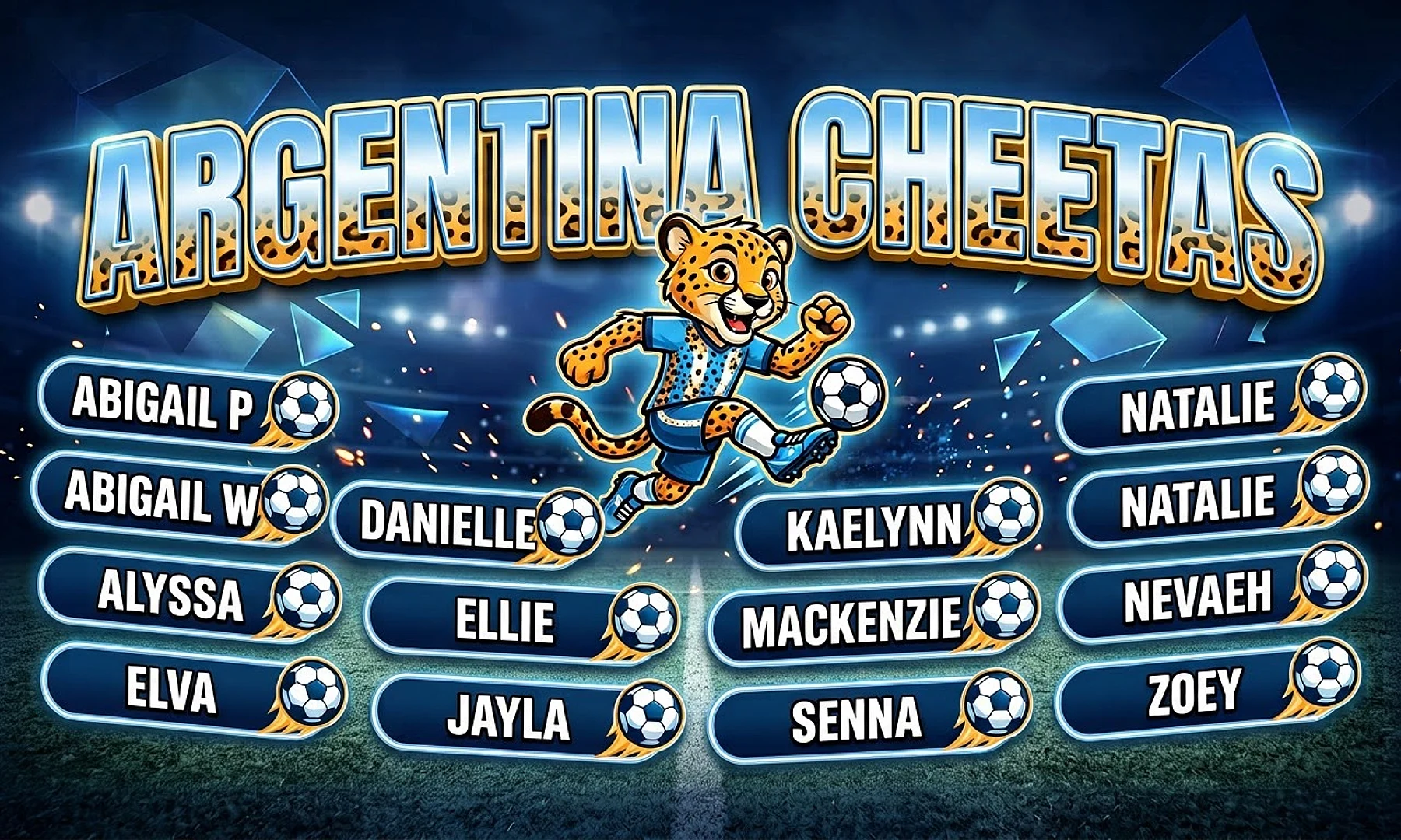 Argentina Cheetas soccer team banner created with AI