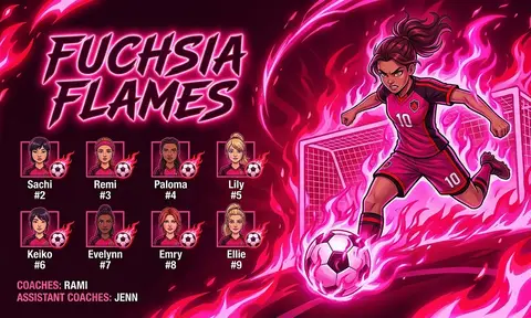 Fuchsia Flames Soccer AI image template