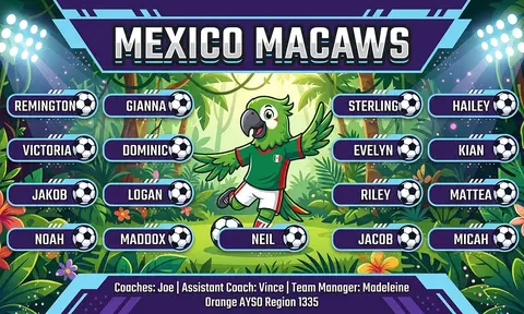 Mexico Macaws Soccer AI image template