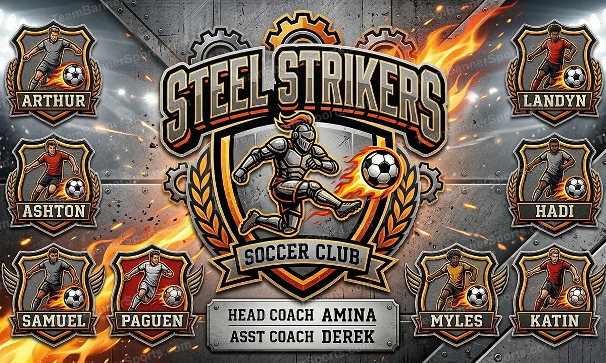 Steel Strikers soccer team banner created with AI