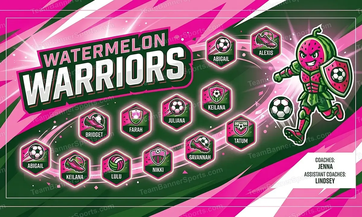 Watermelon Warriors soccer team banner created with AI